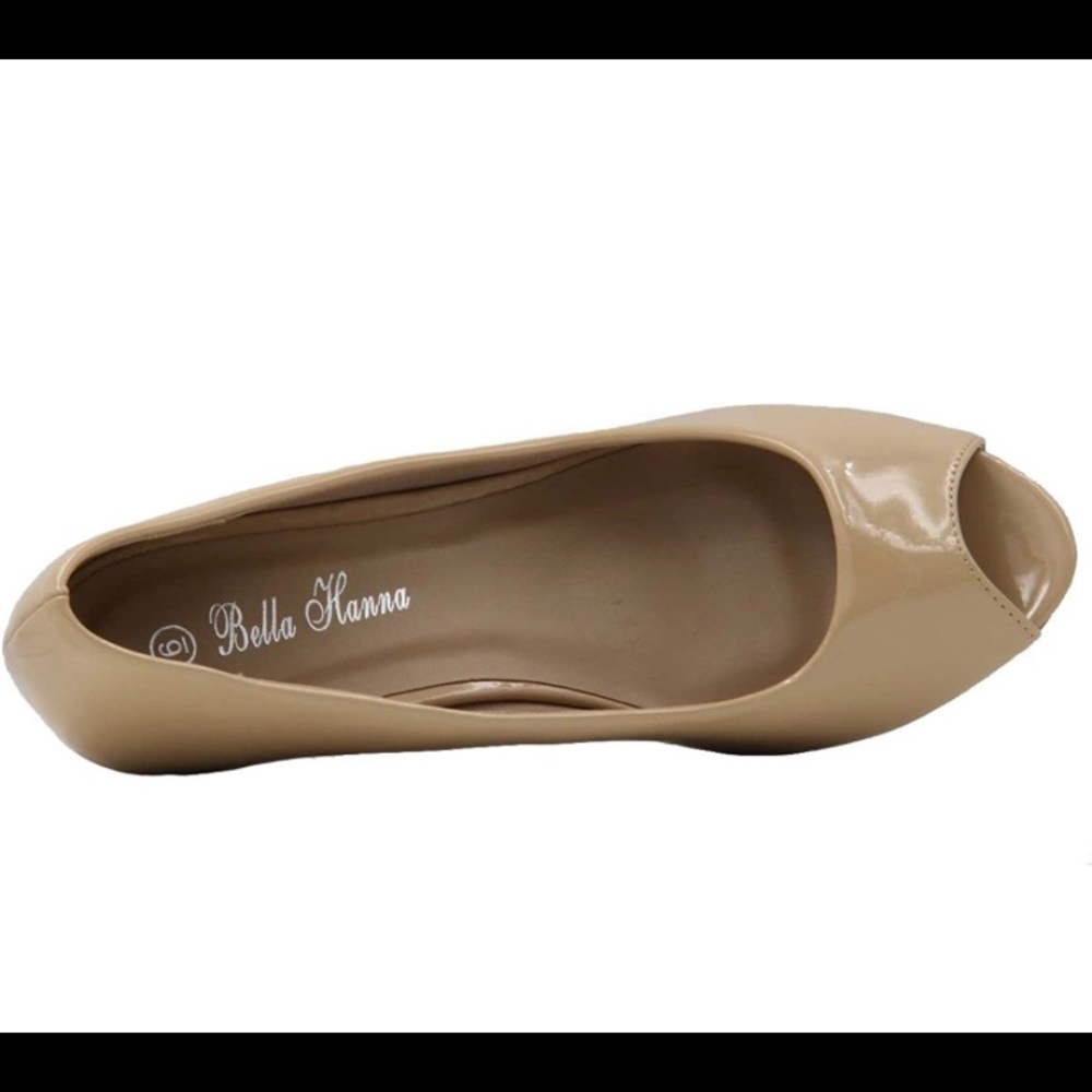 🍀Bella Hanna Stylish Women's Patent Leather Toe Low Heel Wedge Pumps with box